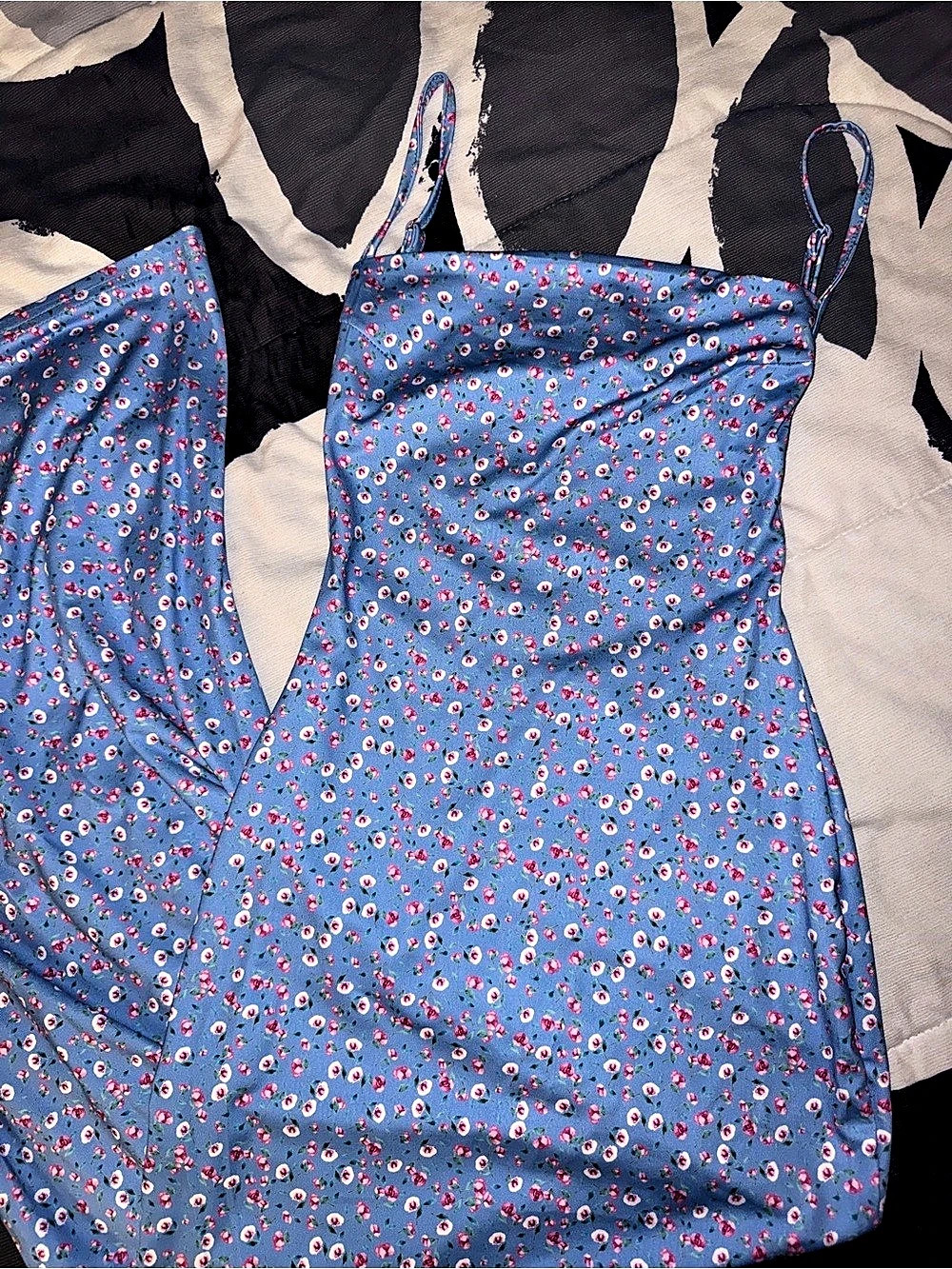 Floral Mini Dress in Blue & Pink Like New